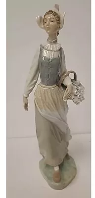 Buy Vintage Lladro Figurine Genteel Dutch Girl With Flower Basket Retired • 32.99£