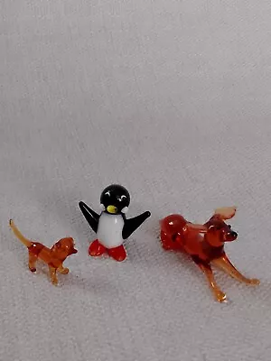 Buy  Set Of 3 Murano Glass Animals 1x Penguin 2x Dogs UK Only  • 11£