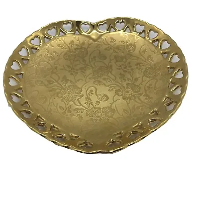 Buy Osborne Porcelain 22kt Gold POPPY HEART Shape Collector Plate Hand Decorated • 14.38£
