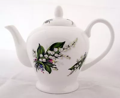 Buy Lily Of The Valley Teapot Fine Bone China 20oz Lilies Small Teapot Decorated UK • 27£