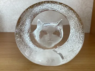Buy Mats Jonasson Glass Paper Weight, Cats Face, Signed 9176 • 4.99£