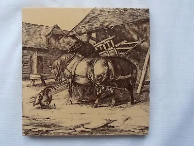 Buy William Wise Tile Minton China Works 6” Antique 1879 Animals Of Farm Rare Horses • 19.95£