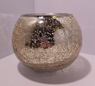 Buy Silver Crackle Glass Bowl Vase  5  T 5.75 Diameter • 19.28£