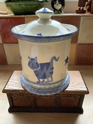 Buy Moorland Chelsea Works Burslem Ceramic Cat Jar Pot With Lid 6 1/2  Tall • 14.99£