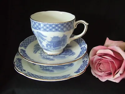 Buy Duchess Light Blue & White Bone China “Willow Pattern” Trio Tea Cup Saucer Plate • 4.99£