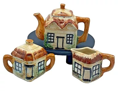 Buy Vintage Cottage Teapot Set Creamer And  Covered Sugar Hand Painted Made In Japan • 21.71£