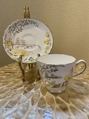 Buy Plant Tuscan China England Yellow Flowers Red Berries Teacup And Saucer Set • 18.97£
