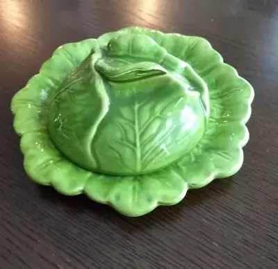 Buy Vintage Midcentury Holland Mold Covered Majolica Cabbage Plate Dish • 42.63£