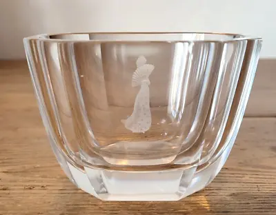 Buy Vintage Orrefors Art Glass Vase Bowl With Etched Lady With A Fan Signed • 17.99£