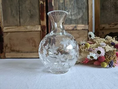 Buy Quality Cut Lead Crystal Vase Heavy Flower Round Etched Floral Royal Doulton Vgc • 12.99£