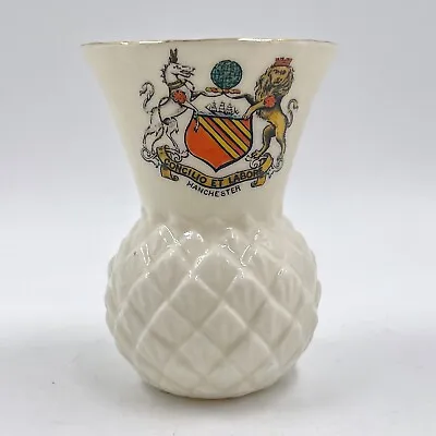 Buy Vintage Wh Goss Crested China Model Of Thistle / Pineapple Vase Manchester Crest • 12£