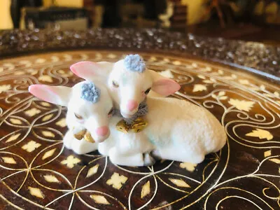 Buy Vintage Irish Dresden Pals Pair Of Bisque Fine China Sheep Lamb Figurine Bells • 90.09£