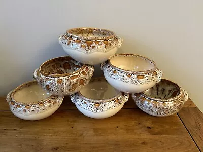 Buy 6 X Deep Rimmed Soup Bowls Fosters Honeycomb Cornish Pottery Rare • 49.99£