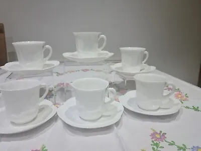 Buy 6 Shelley Dainty White Bone China White Cup & Saucers. Made In England. • 19.99£