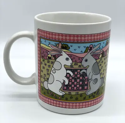 Buy Vtg Rabbits Playing Checkers Lauffer Gailstyn Sutton Japan 12 Oz. Coffee Mug Cup • 12.44£
