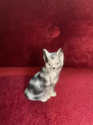 Buy Vintage Bone China Miniature Cat Dog Figurine Black White Ornament Mid Century • 2.99£