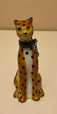 Buy Vintage Limoges Porcelain Cheetah Leopard Chain Porcelain Trinket Box • 165.06£