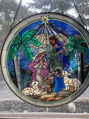 Buy Stained Glass Window Hanging-Suncatcher For Window - 11.5 Inch Nativity NEW • 20.62£