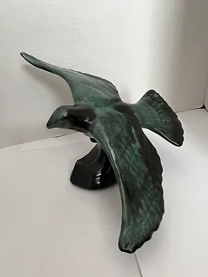 Buy Blue Mountain Pottery Eagle In Flight Statue Green Black Glaze BMP • 52.04£