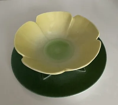 Buy RARE BRANKSOME CHINA Yellow Flower BOWL & GREEN Lily Pad PLATE • 20£