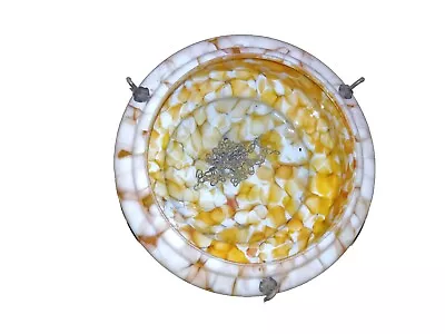 Buy Vintage 1930s Ceiling Flycatcher Pendant Orange White Marbled Glass Lamp Shade. • 45£