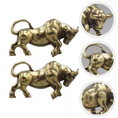 Buy BESPORTBLE Mini Brass Bull Figurine Feng Shui Ox Ornament - 2pcs • 8.18£