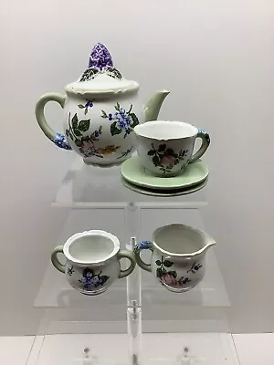 Buy Vintage Garden Princess House Childrens Tea Set W/teapot Sugar Creamer Cup Plate • 48.05£