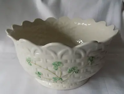 Buy Vintage BELLEEK China LARGE Fruit Bowl / Dish  Shamrocks  / Basket Weave Design. • 10£