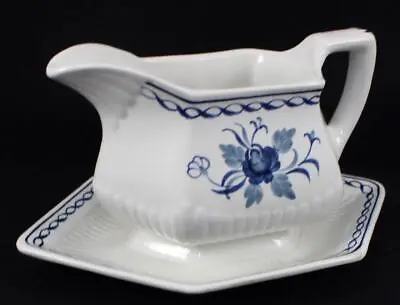 Buy Adams Baltic Blue White Background Gravy Boat With Underplate • 39.21£