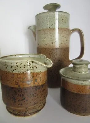 Buy Iden Pottery Rye Sussex Stoneware Coffee Pot Sugar Bowl & Jug - Brown Speckled • 19.99£