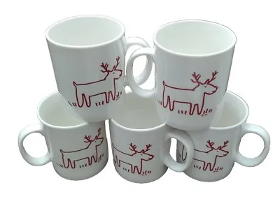 Buy TRISH RICHMAN, At Home Int'l Red/White 2 Sided Reindeer Coffee Mug Replacements • 14.23£