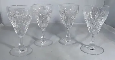 Buy Rare 3 Vintage Tudor Cut Crystal Thistle  Sherry Liqueur Glasses Tud20 Pattern • 28£