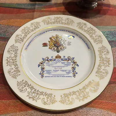 Buy Aynsley Prince Charles Lady Diana 1981 Wedding Commemorative Dinner Plate • 28.81£