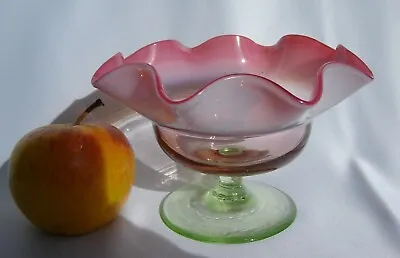 Buy Art Nouveau Cranberry Pink Green Uranium Art Glass Crystal Bon Bon Dish A*  • 30£
