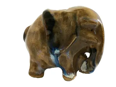 Buy VINTAGE Studio Art Pottery Drip Glaze Small Elephant Figurine Ornament, Unmarked • 13£