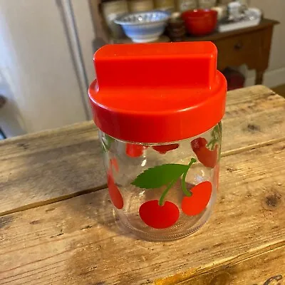 Buy Vintage Glass Lever Kitchen Storage Jar – Red Cherries – Retro! – • 9.99£