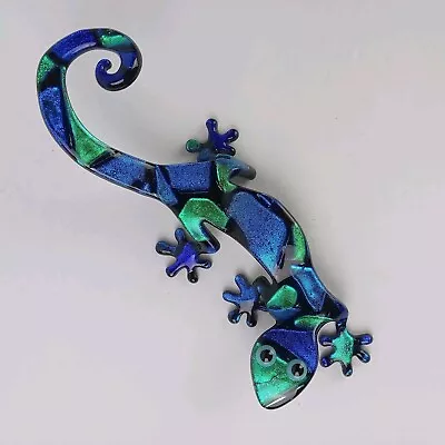 Buy Laurel Yourkowski Artisan Dichroic Fused Studio Art Glass Signed Gecko Lizard 8  • 142.04£