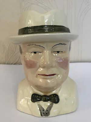 Buy Old Ellgreave Pottery Hand Painted WINSTON CHURCHILL 13cm Character Jug (Cream) • 22.49£