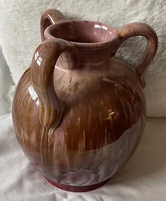 Buy Glazed Pottery Vase Brown And Mauve • 16.53£