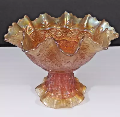 Buy Vintage Carnival Dugan Marigold Persian Garden Ruffled Fruit Bowl With Stand • 151.98£