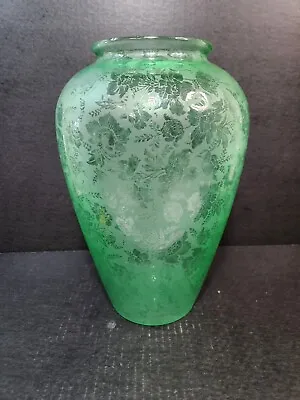 Buy Antique Consolidated Glass Co Florentine Green Glass Vase Floral Decoration 1920 • 175.45£