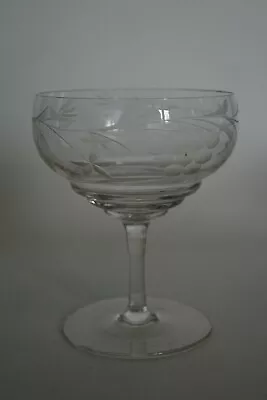 Buy Cut & Etched Floral Pattern Stepped Champagne Saucer - Art Deco ? • 8.95£