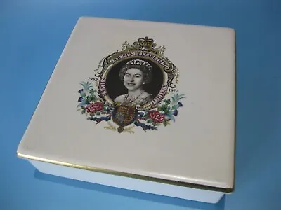 Buy Beautiful Antique  Carlton Ware  Square Porcelain Queen Elizabeth Trinket Box • 4.95£