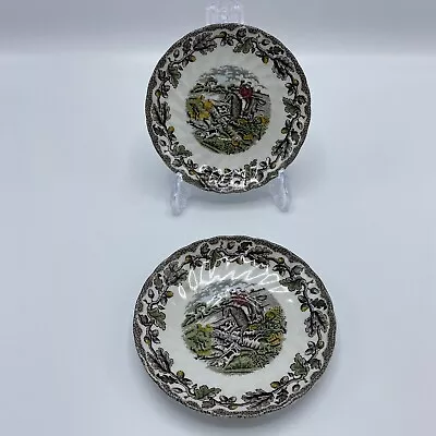 Buy VINTAGE MYOTTS COUNTRY LIFE SAUCERS X 2 Staffs Scalloped Fox Hunting 14cm Crazed • 6.99£