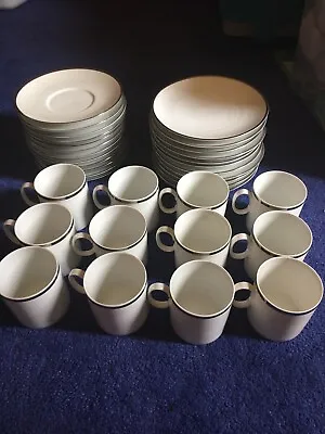 Buy Thomas China  - 36 Pieces - Cups, Saucers, Side Plates - Wide Platinum Band • 60£