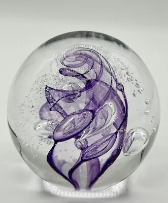 Buy Stunning Caithness Bubble Flower Art Glass Paperweight Scotland Purple Clear • 16.99£