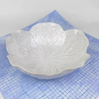 Buy Bordallo Pinheiro White Majolica Cabbage Leaf Coupe Cereal Soup Serving Bowl • 24.06£