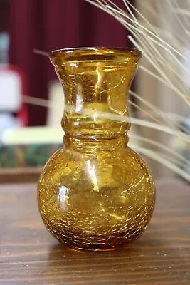 Buy Vintage Amber Crackle Glass Vase 5  • 14.20£