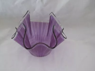 Buy Chance Brothers Amethyst English Slumped Glass Handkerchief Vase 1960's Kitsch • 6£