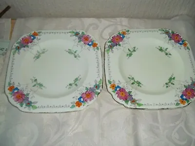 Buy Vintage Two Plant Tuscan China Tea Plates With Gilt Edge Flower Design • 6.50£